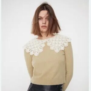 Zara Crochet Collar Sweater